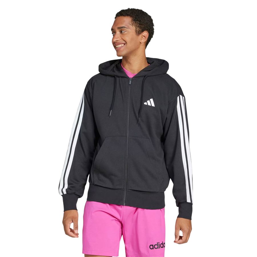 Essentials 3-Stripes French Terry Full-Zip Felpa con cappuccio da uomo Adidas | JD1877X